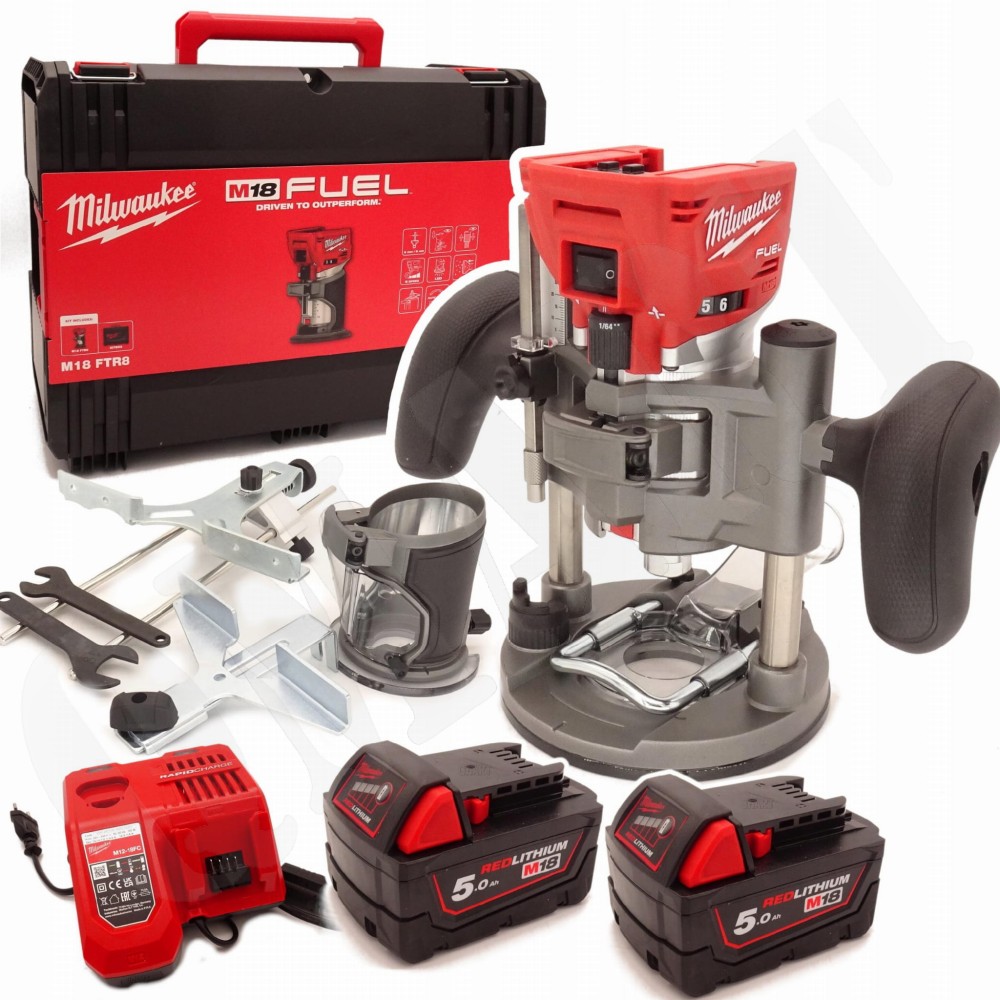 Milwaukee M18 FTR8-502X FRESATRICE CON PINZE 8/6 MM BATTERIE CARICATORE - immagine 2